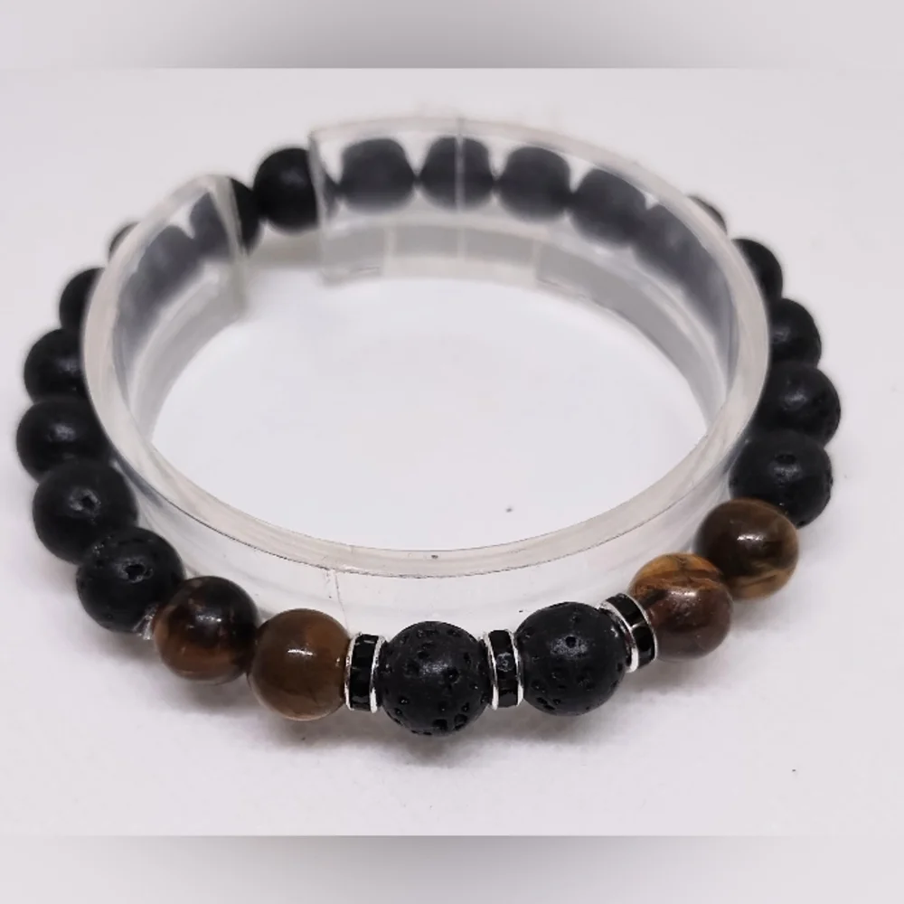 Tiger Eye Bracelet Men's Beaded Beads‎ 8mm New f64
